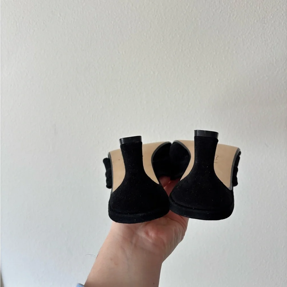 NEW Anyi Lu Alicante Kitty Black Suede Knot Kitten Heeled Sandals Size 40 / 9